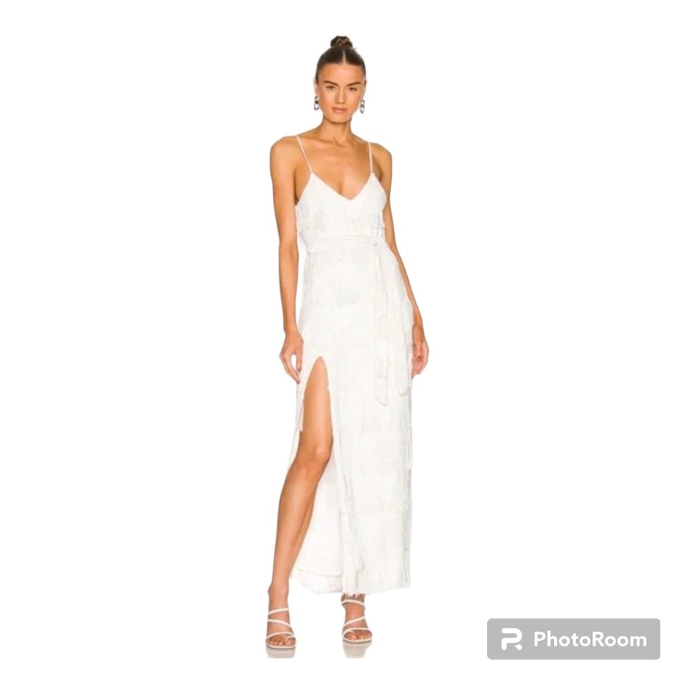 NWT Retrofete Rebecca Sequin Dress in White Fringe